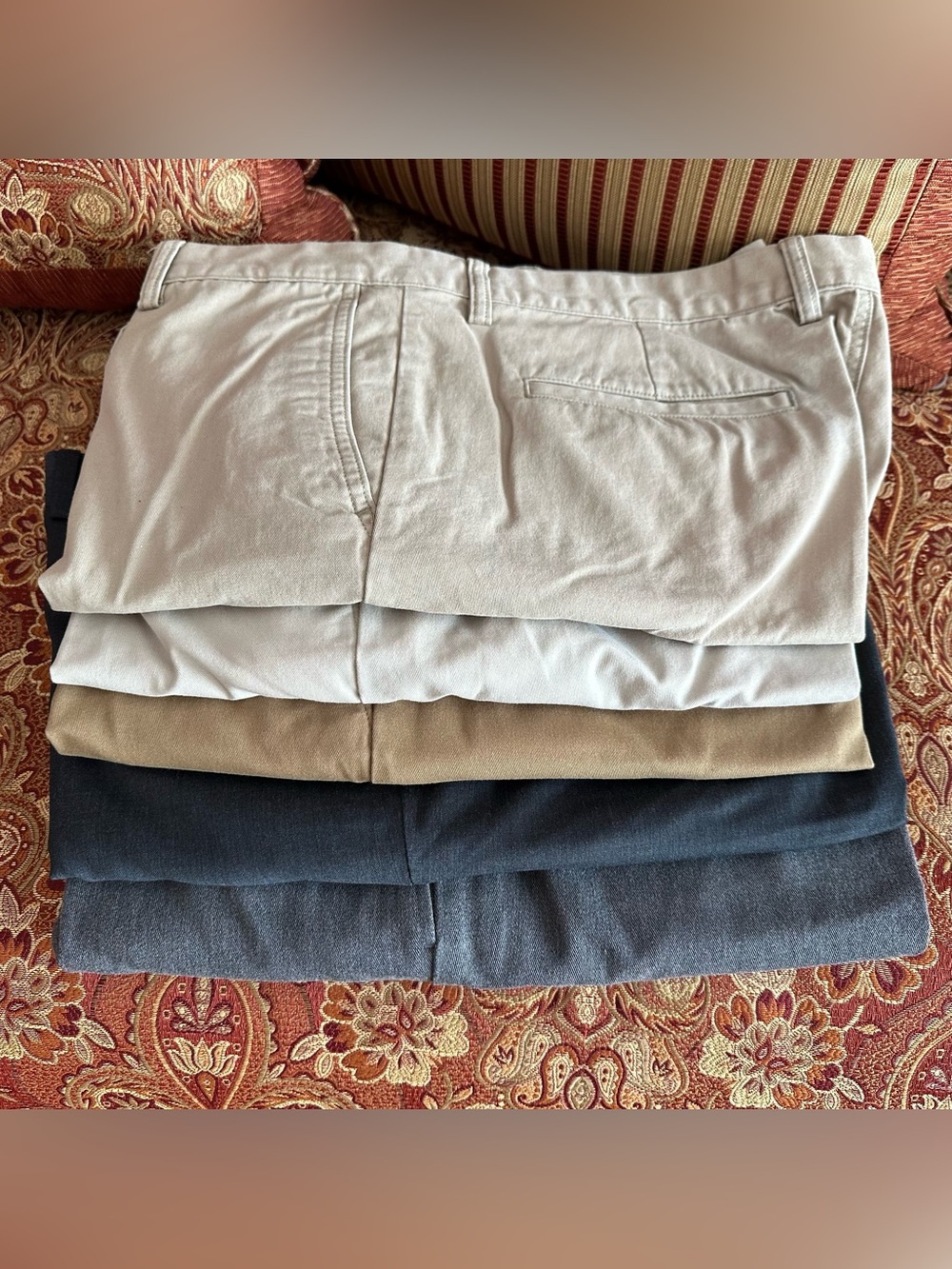 5 Men's Casual Pants - Kakis & Dress pants, Old Navy & Lands End, Tan & Grey